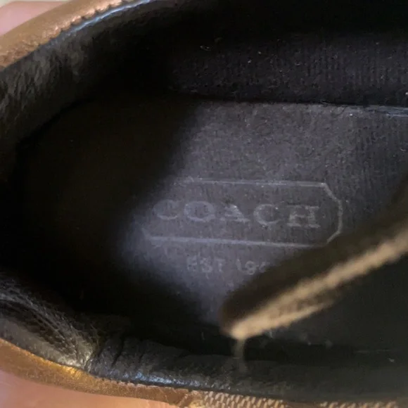Coach leatherware sneakers leather suede brown tan gold logo - Picture 14 of 16
